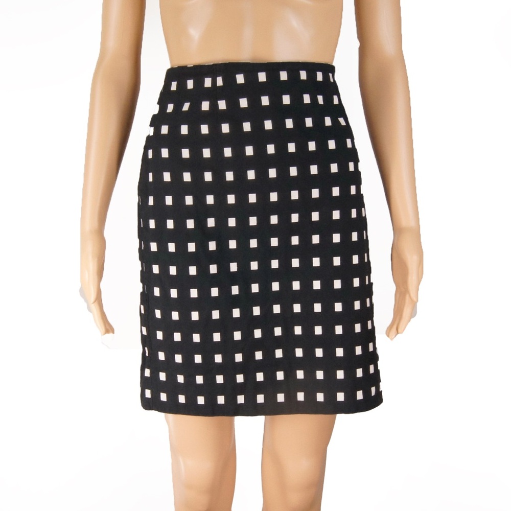 Akris Punto Black White Check Square Polka Dot Skirt
